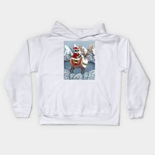 Santa Claws on Reindeer Full Kids Hoodie